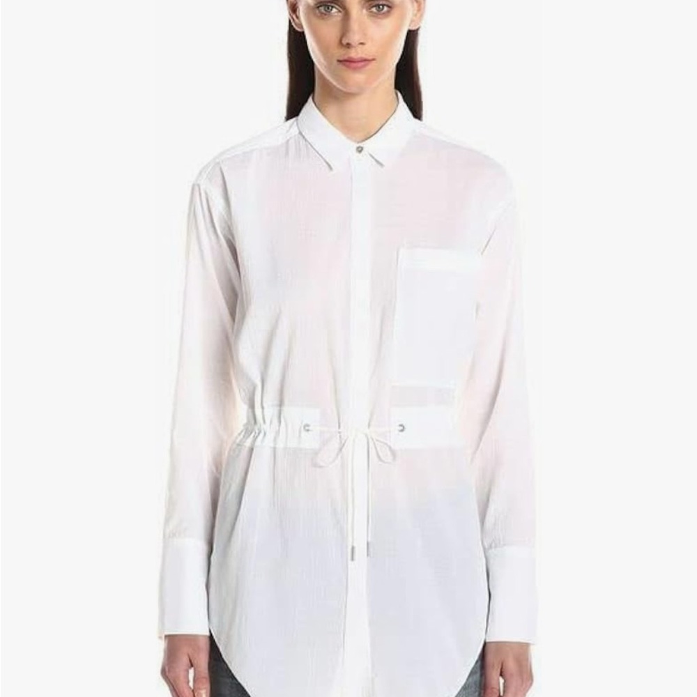 Helmut Lang Women's Belted Button Down Tunic Shirt